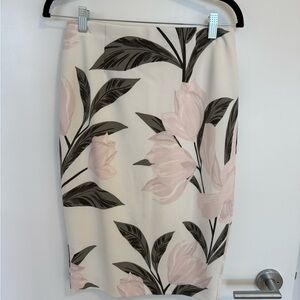 Dynamite Floral Pencil Skirt in Pink and Cream